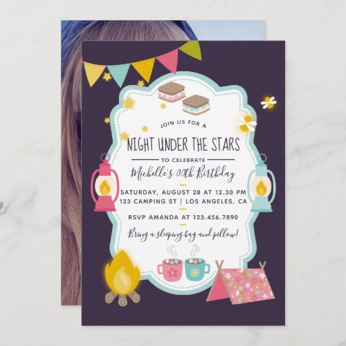 Girlie Glamping Birthday Party add photo Invite