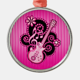 Girlie Guitar Metal Ornament