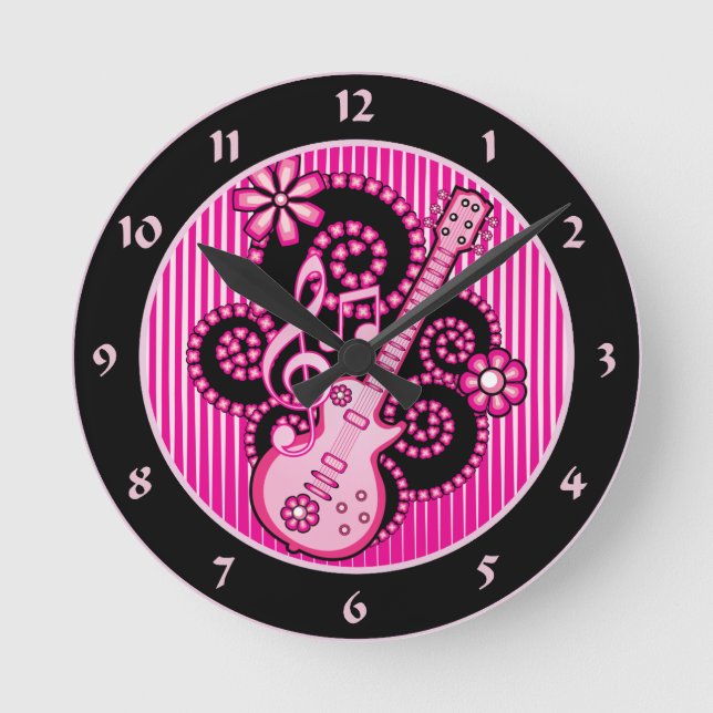 Girlie Guitar Round Clock (Front)