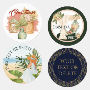 Girlie pastel Boho and Masculine blue custom text  Labels