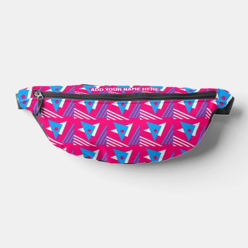 Girlie Pink Abstract Geometric Custom Name Fanny Pack