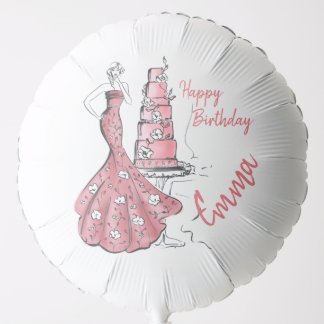 Girlie Pink Birthday Cake Balloon