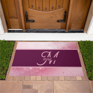 Girlie Pink Feminine abstract marble Sparkle Dust Doormat
