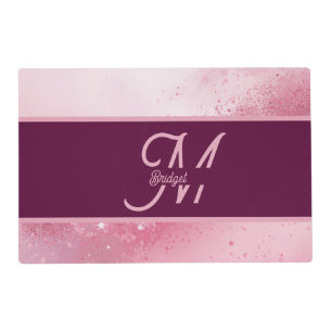 Girlie Pink Feminine abstract marble Sparkle Dust Placemat