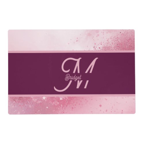 Girlie Pink Feminine abstract marble Sparkle Dust Placemat
