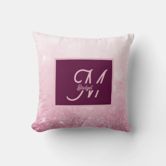 Girlie Pink Feminine Glitter Abstract gradient  Throw Pillow