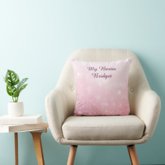 Girlie Pink Feminine Glitter Abstract gradient  Throw Pillow