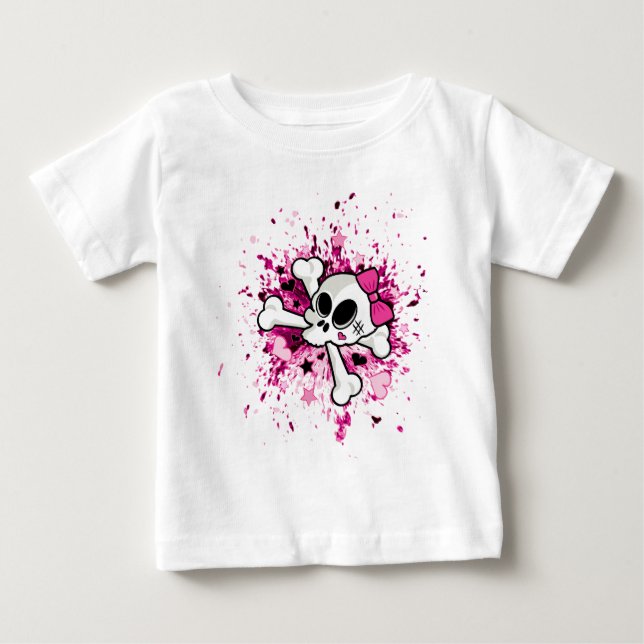 Girlie Skull Baby T-Shirt (Front)