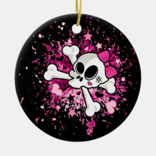 Girlie Skull Ceramic Ornament
