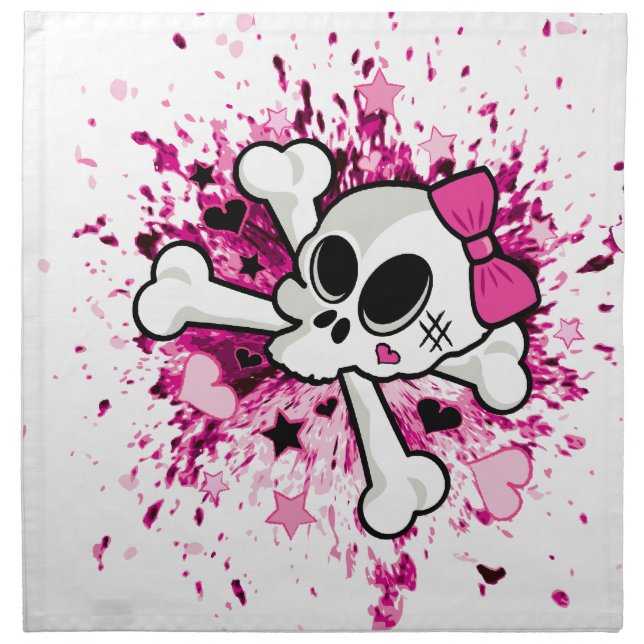 Girlie Skull Cloth Napkin (Front)