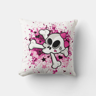 Girlie Skull Throw Pillow