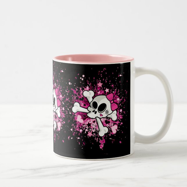 Girlie Skull Two-Tone Coffee Mug (Right)