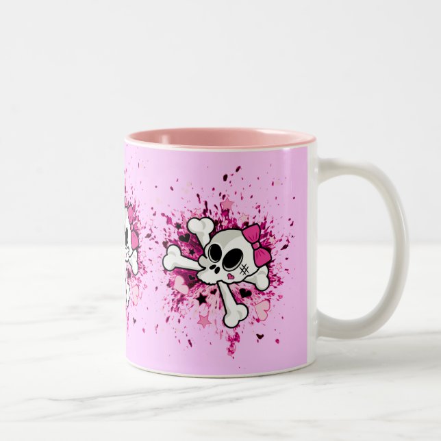 Girlie Skull Two-Tone Coffee Mug (Right)
