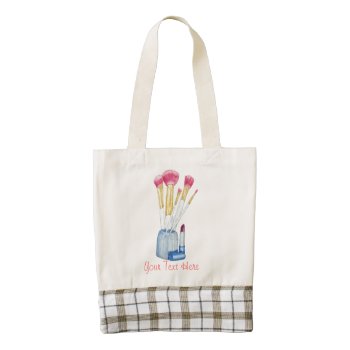 Girlie Stuff Of Pink Make Up Brushes In Holder Zazzle Heart Tote Bag by artoriginals at Zazzle