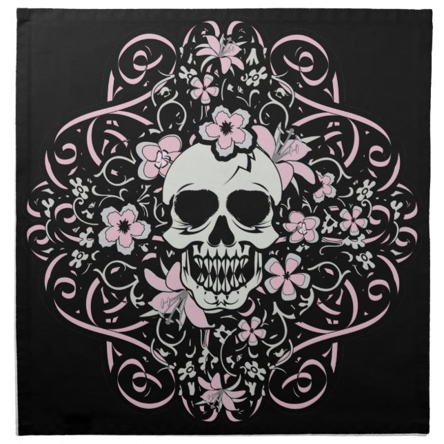 Girlie Vintage Skull Cloth Napkin (Front)