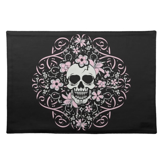 Girlie Vintage Skull Cloth Placemat (Front)