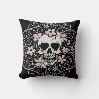 Girlie Vintage Skull Throw Pillow