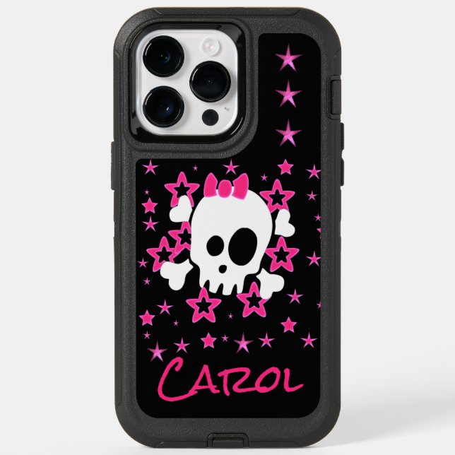 Girlie White Black Skull iPhone 14 Pro Max (Back)