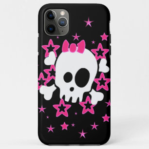 Girlie White Skull Cartoon Black iPhone 11 Pro Max Case