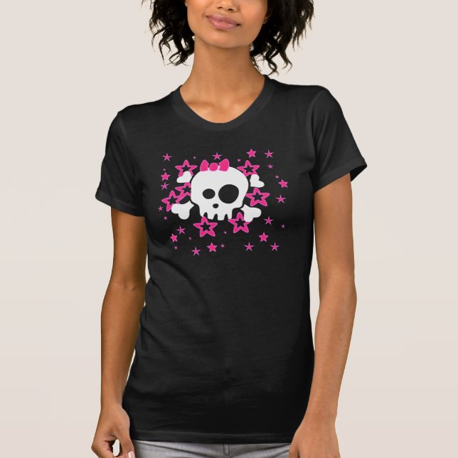 Girlie White Skull Cartoon T-Shirt (Front)
