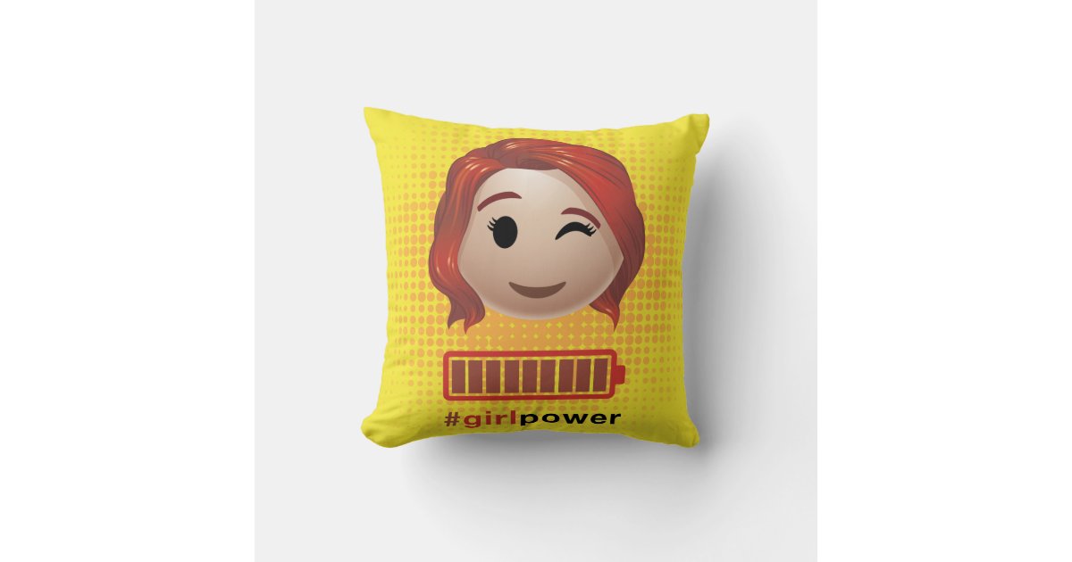 girlpower Black Widow Emoji Throw Pillow Zazzle