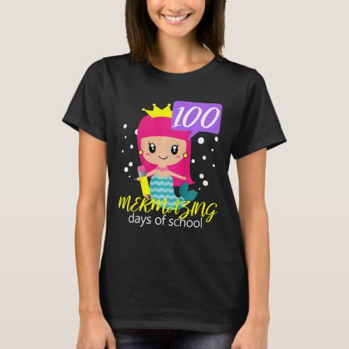 Girls 100th Day Of School Mermaid  T_Shirt