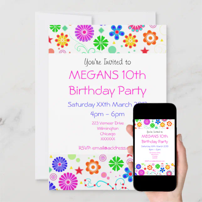 Girls 10th Birthday Party Invite Zazzle