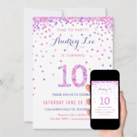 10ct Birthday Party Invitations Confetti - Spritz™