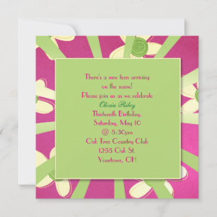 Girl's 13th Birthday Party Invitation