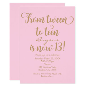 girls 13th birthday invitations zazzle