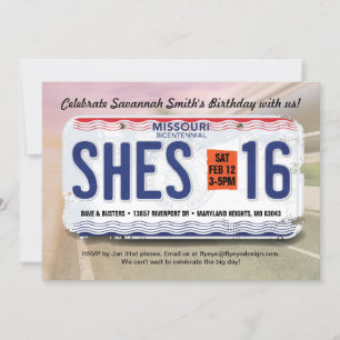 Girl's 16th Birthday Missouri Invitation