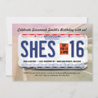 Girl's 16th Birthday Missouri Invitation