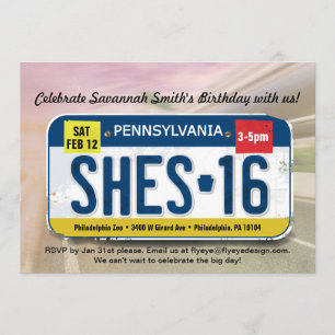 Girl's 16th Birthday Pennsylvania Invitation