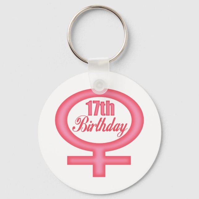 Girls 17th Birthday Gifts Keychain (Front)