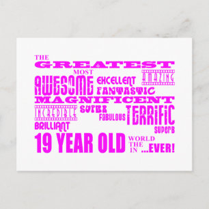 Girls 19th Birthdays : Pink Greatest 19 Year Old Postcard