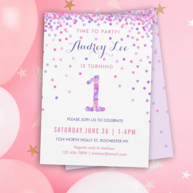 Girls 1st Birthday First Birthday Party Invitation | Zazzle