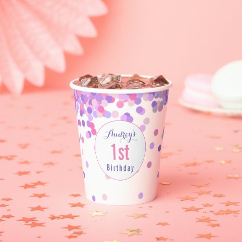 Girls 1st Birthday First Birthday Party  Paper Cups