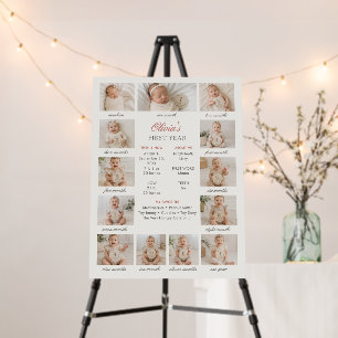 Girl's 1st Birthday Milestone Photos Foam Board