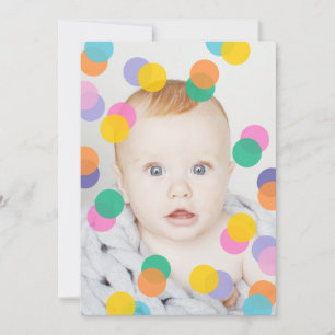 Girl's 1st Birthday Photo Confetti Invitation