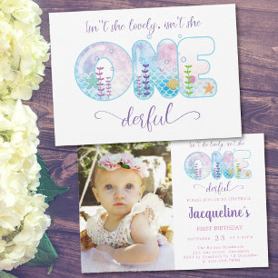 Girls 1st Birthday Photo Invitation