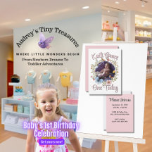 Girl's 1st Birthday Spring Butterfly Invitation