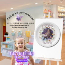 Girl's 1st Birthday Spring Butterfly Paper Plates