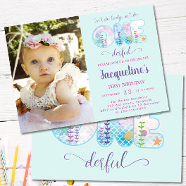 Girls 1st Birthday Under The Sea Pretty Invitation