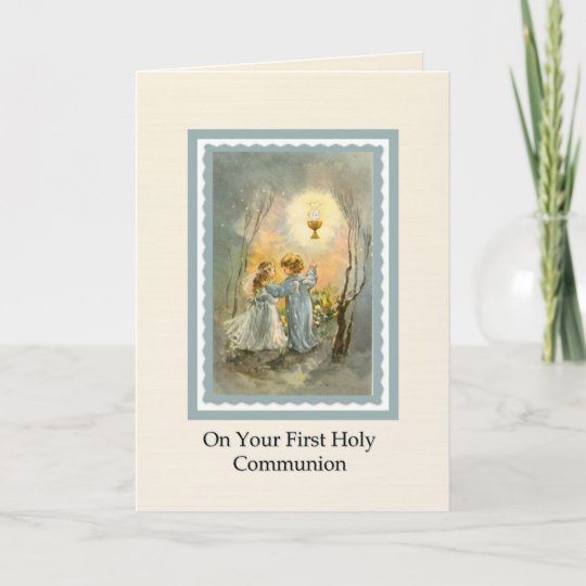 Girls 1st Communion Eucharist Card Verse inside | Zazzle.com