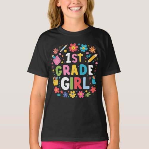 Girls 1st Grade Girl First Grade Back To School T_Shirt