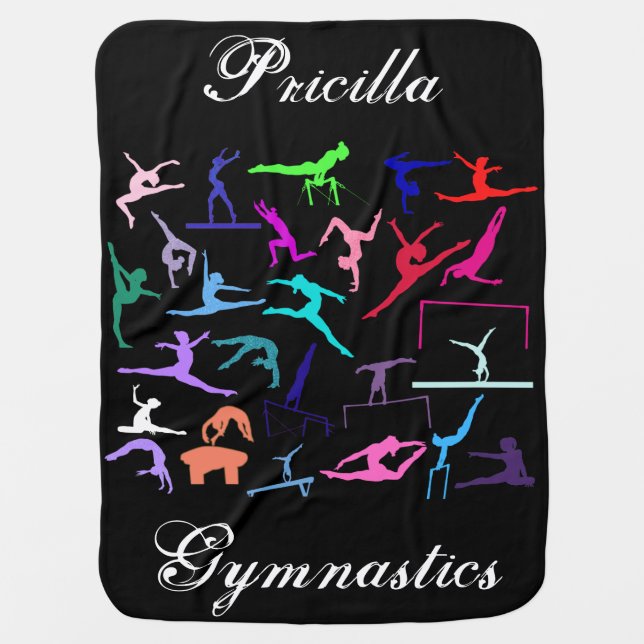 Girls 25 Gymnastics Poses Personalized  Baby Blanket (Front)