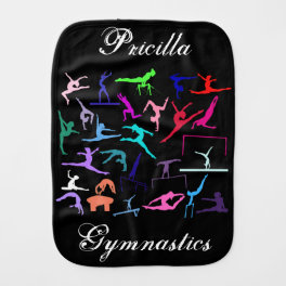 Girls 25 Gymnastics Poses Personalized Baby Burp Cloth