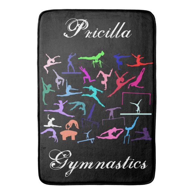 Girls 25 Gymnastics Poses Personalized      Bath Mat (Front Vertical)