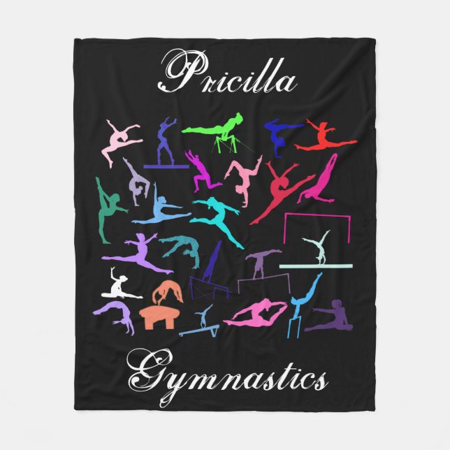 Girls 25 Gymnastics Poses Personalized  Fleece Blanket (Front)