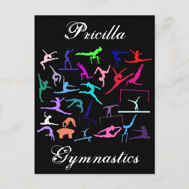 Girls 25 Gymnastics Poses Personalized     Postcard (Front)